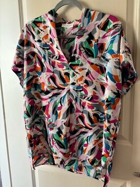 Firstlove by lovelyn. Multicolor Abstract Print Women’s Top - Pink/Green/Blue